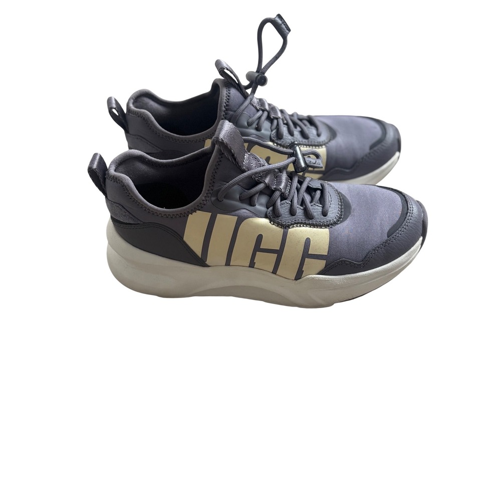 UGG LA Daze‎ Charcoal Grey Cream Logo Sneakers 1114494 Womens 5